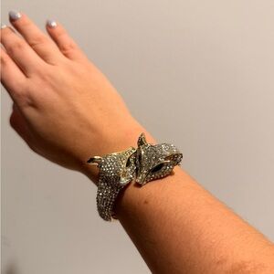 Vintage Sparkling Silver Fox Bracelet